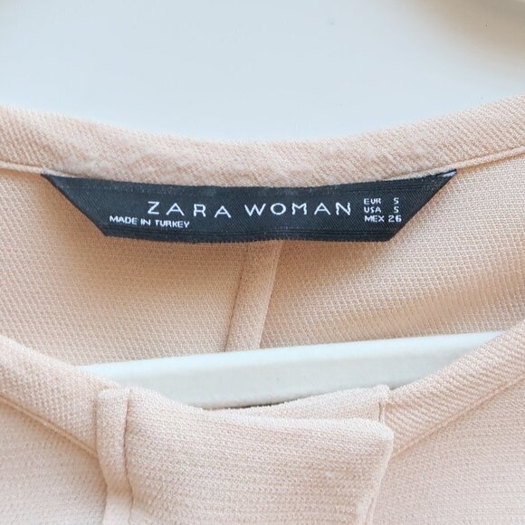 Zara Beige Short Sleeve Crew Neck Shirt Dress Size S - Picture 8 of 16